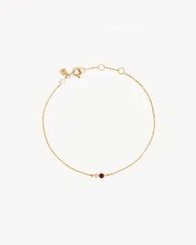 14k Solid Gold Magic Within Birthstone Diamond Bracelet - January - Garnet