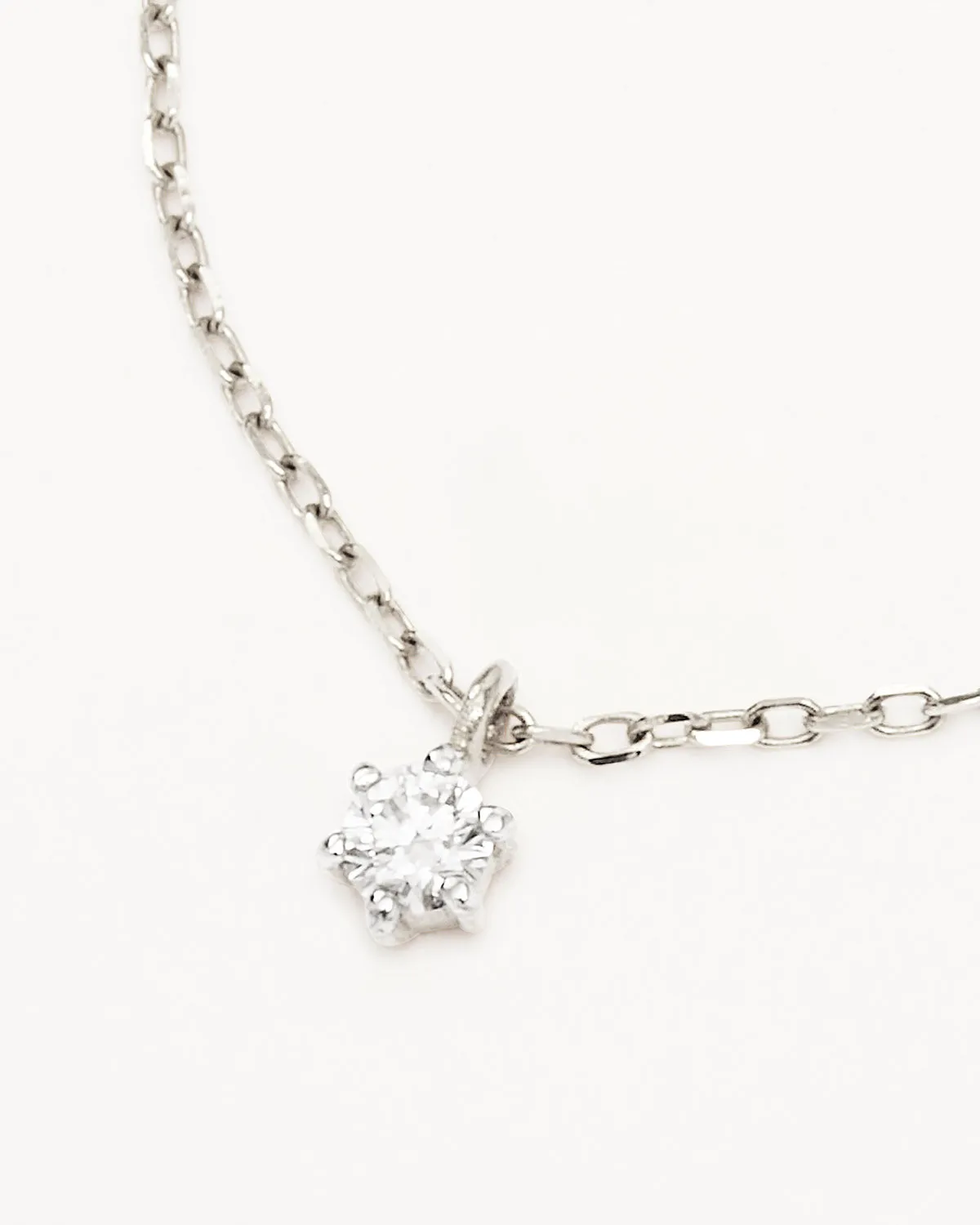 14k Solid White Gold Sweet Droplet Diamond Necklace