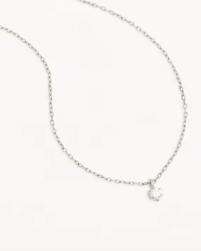 14k Solid White Gold Sweet Droplet Diamond Necklace