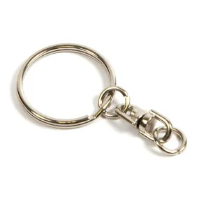 25mm Spring Steel Split Ring Keychain and Swivel Chain - Pack of 50