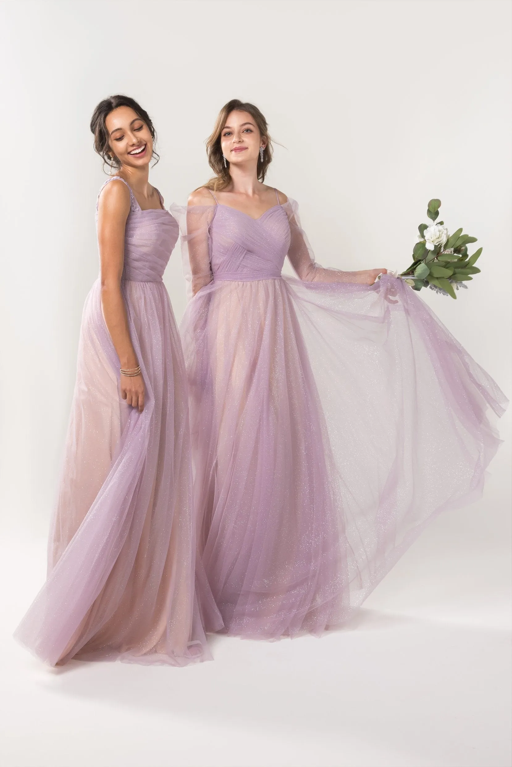 A-Line Floor Length Sparkling Tulle Bridesmaid Dress Formal Dresses CB0616