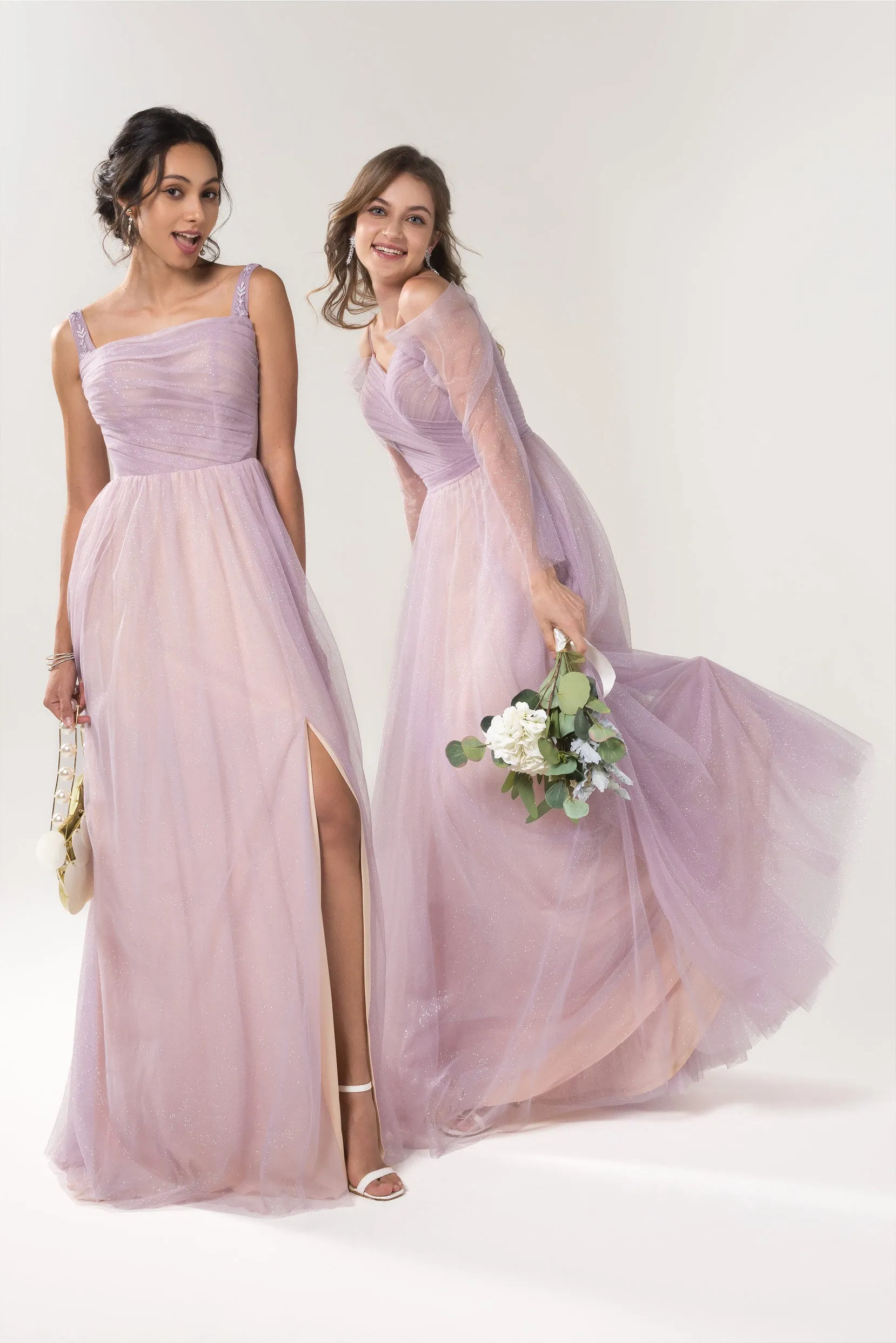 A-Line Floor Length Sparkling Tulle Bridesmaid Dress Formal Dresses CB0616