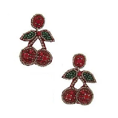 Beaded Cherry Earrings