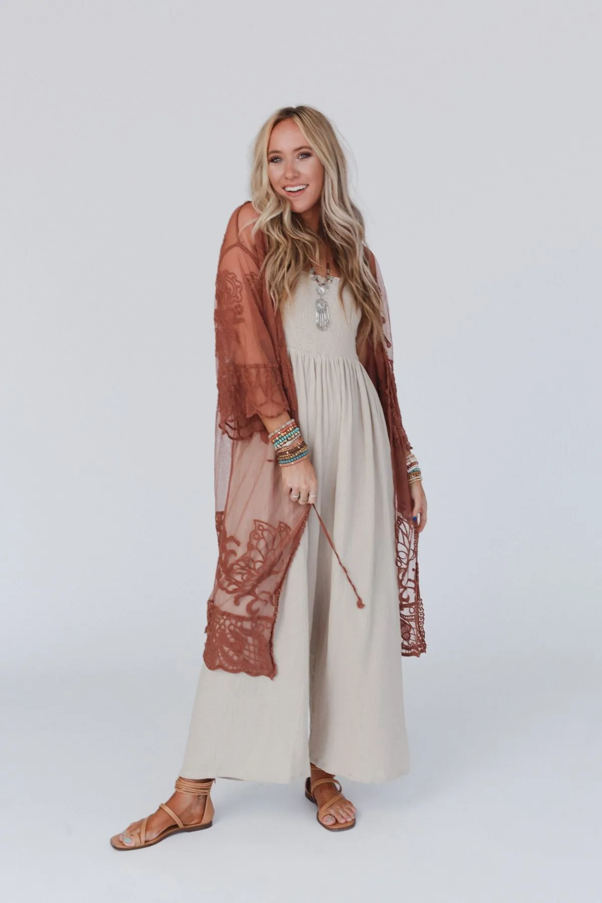 Butterfly Beach Kimono - Brown