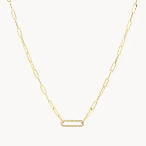 Diamond Paperclip Chain Necklace in 10k Gold