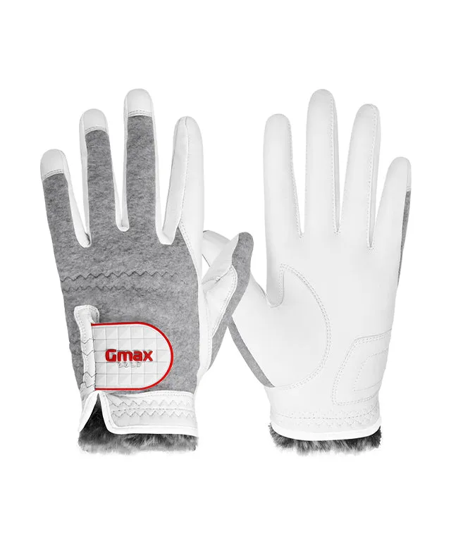 Gmax Sheep Skin Winter Golf Gloves For Women (Both Hands) - White