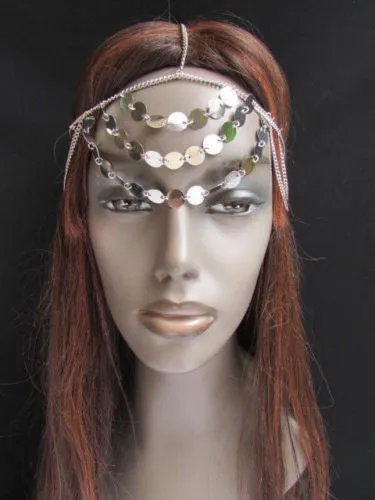 Gold Silver Metal Head Chain Multi Circlet Coin Bead Forehead