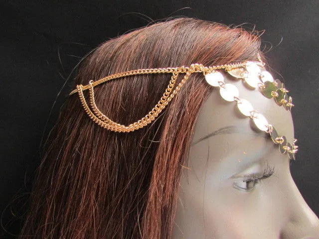 Gold Silver Metal Head Chain Multi Circlet Coin Bead Forehead