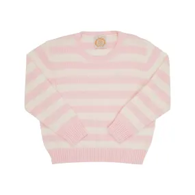 Isabelle's Sweater - Palm Beach Pink & Palmetto Pearl Stripe with Palmetto Pearl Stork