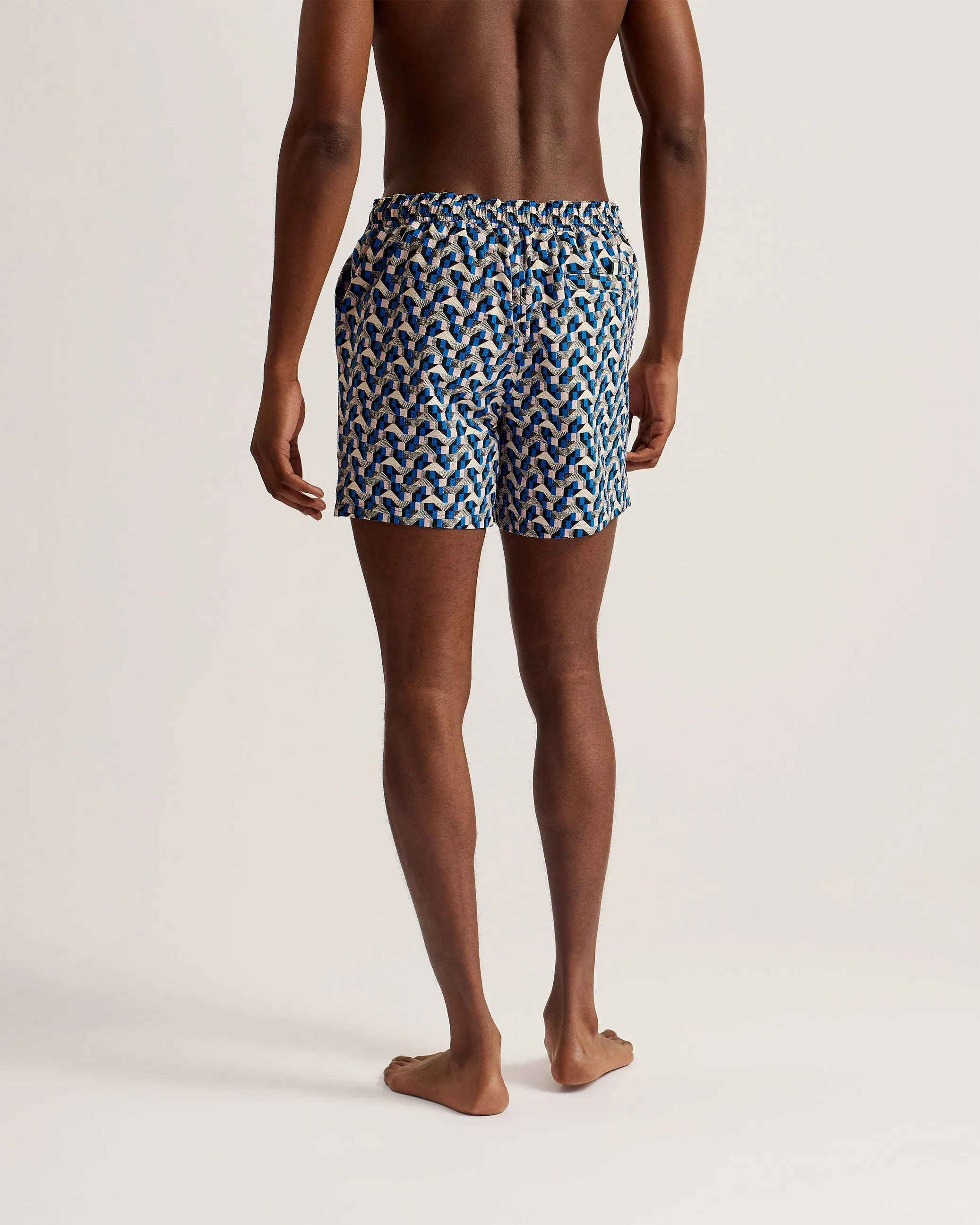 Joris Geometric Seersucker Swimshort Blue