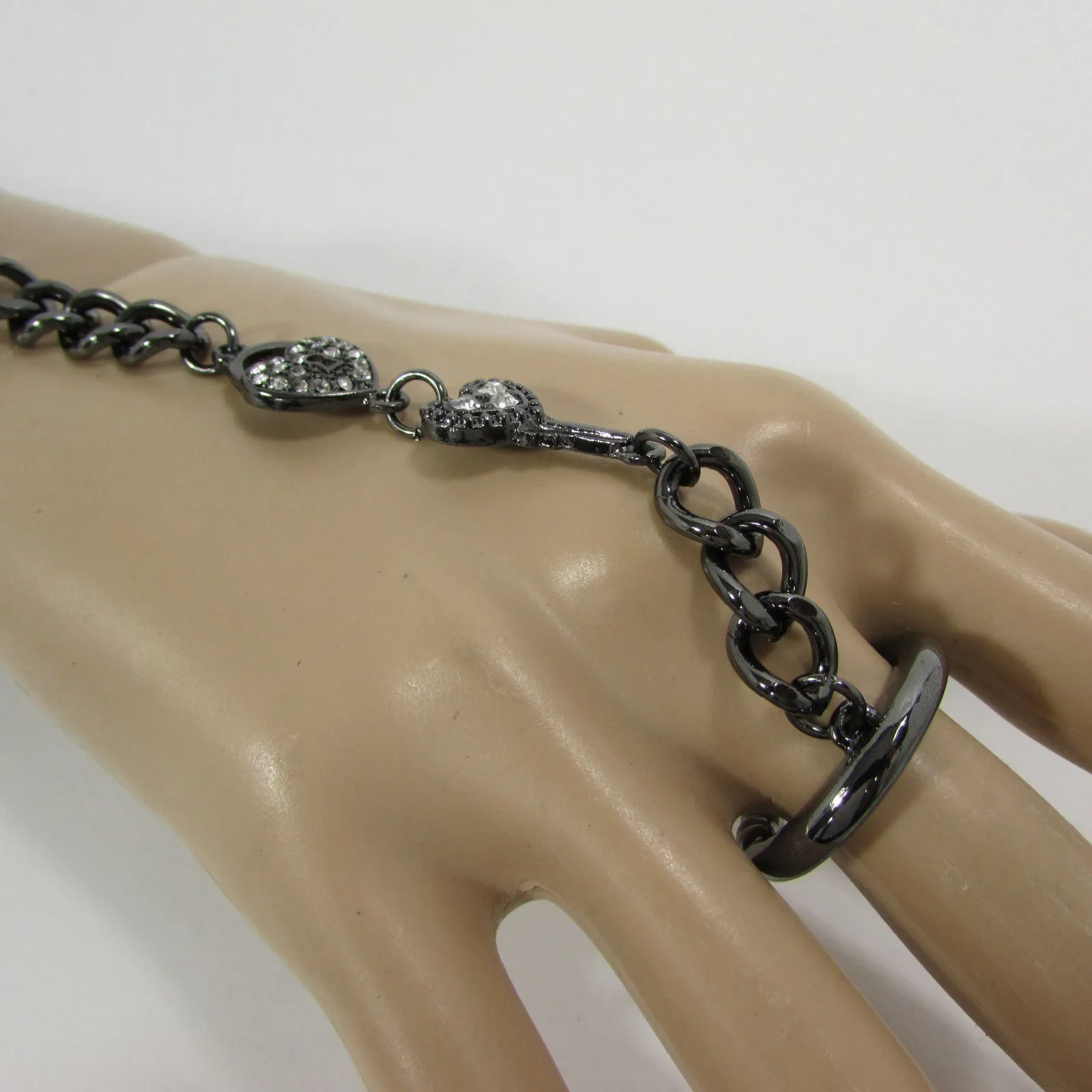 Lock & Key Connected Metal Hand Chain