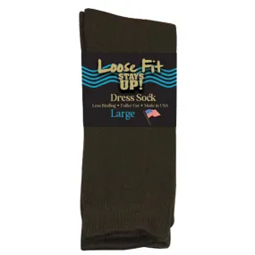 Loose Fit Stays Up Mid-Calf Dress Socks