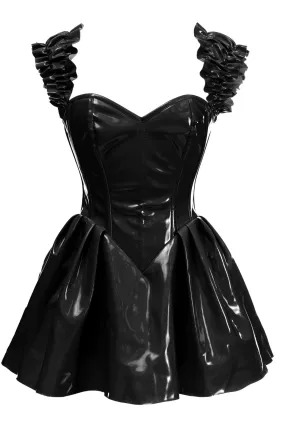 Luxurious Steel-Boned Glossy Black Vinyl Corset Dress