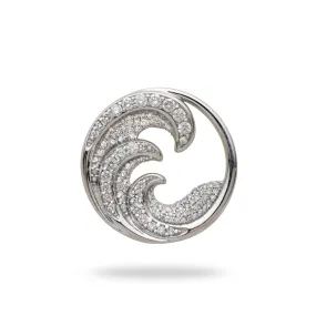 Nalu (Wave) Pendant in White Gold with Diamonds - 22mm