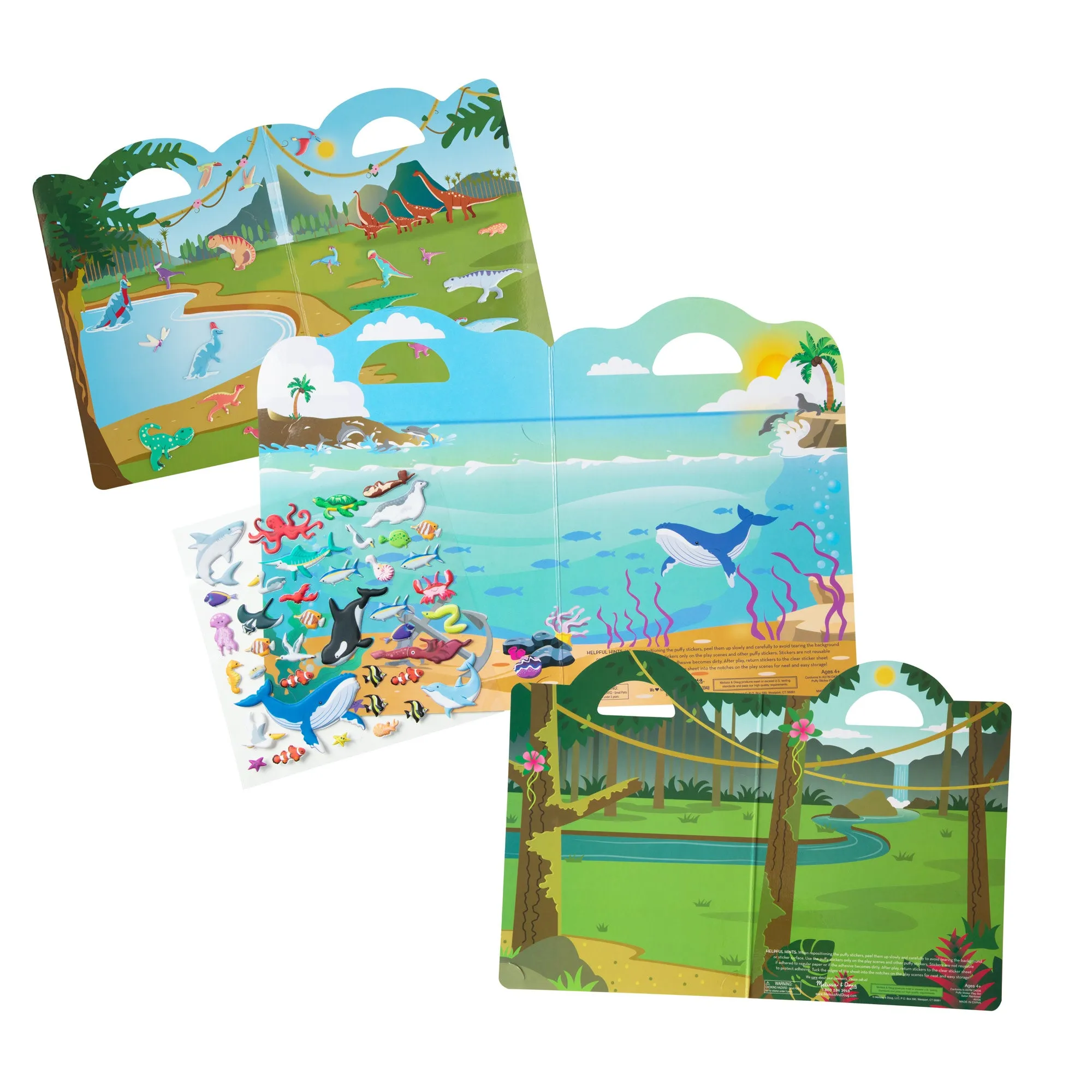 Puffy Sticker Play Set 3-Pack: Safari, Dinosaur, Ocean