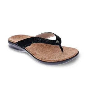 Revere Women's Napoli Flip Flop Black Lizard