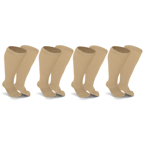 Tan Non Binding Diabetic Thin Socks 4-Pack